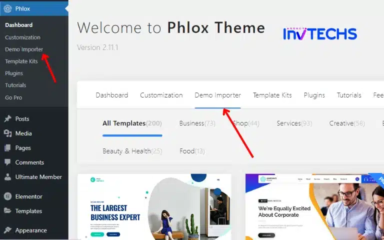 Importing The Phlox Demos